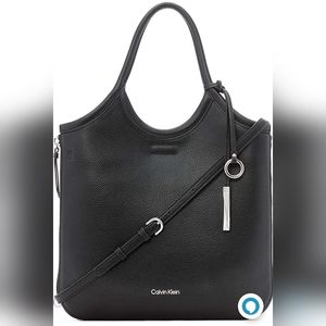 Calvin Klein Gabrianna Slim Side -ZipTote Black Adjustable Like New